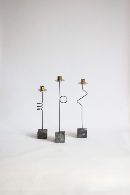 IKEA Vintage Postmodern Candlesticks by Ehlen Johansson, 1987