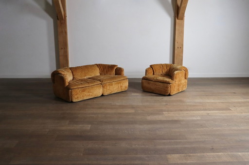 Confidential Sofa en Lounge Chair van Alberto Rosselli voor Saporiti, Italië 1970