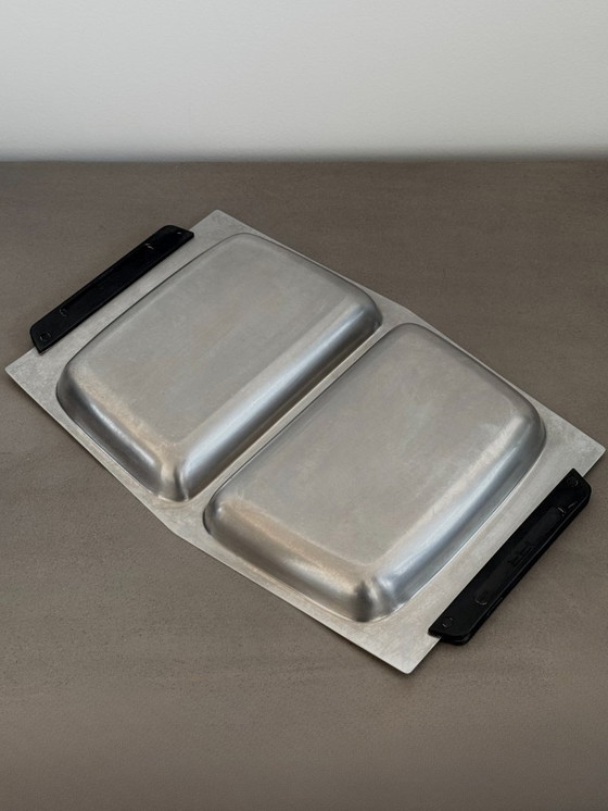 Image 1 of Vintage Stainless Steel Tray, Space Age Design, 70s