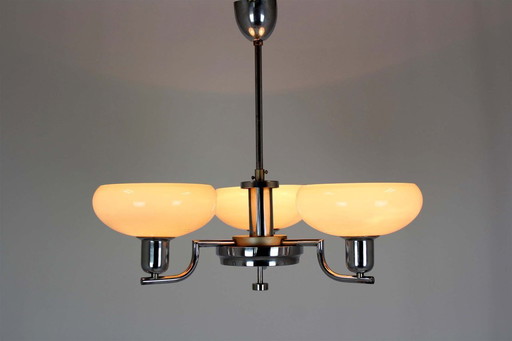 Art-Deco-Bauhaus-Kronleuchter aus Chrom aus Napako, ehemalige Tschechoslowakei, 1940er Jahre