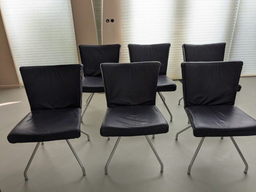 6 x leren eetkamerstoelen van Harvink  type “Zara”  