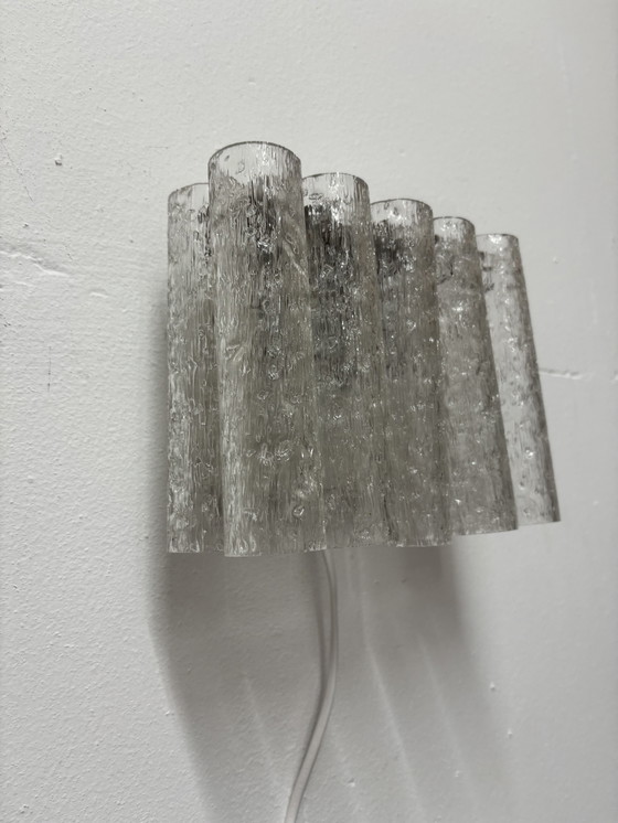 Image 1 of Vintage Doria Leuchten wall lamp ice glass tubes 1960s