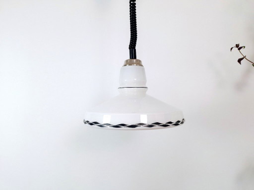 Vintage White Opaline Glass Pendant Light / Vintage Ceiling Lamp / Retro Lightning / Home Decor / Yugoslavia / 1970s