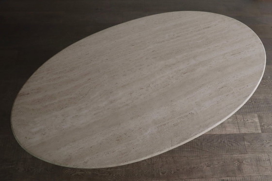 Image 1 of Tavolo da pranzo ovale ‘Argo’ in travertino di Carlo Scarpa per Simon Gavina, anni ’70
