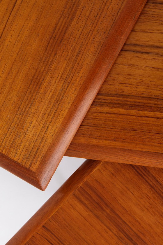 Image 1 of Set of 3 Teak Nesting Tables – 1970s Danish Mid-Century Modern Design, Vintage Side Tables, Scandinavian Teak Furniture