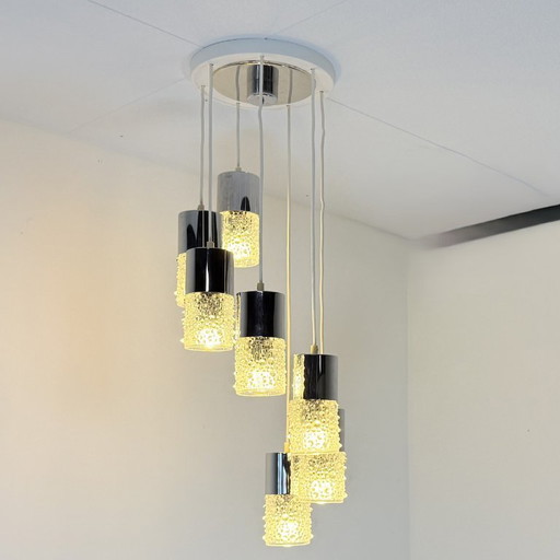 DDR Chrome With Bubble Glass Cascade Lamp