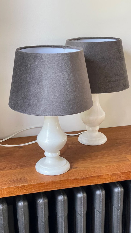 Image 1 of Een paar vintage albasten lampen