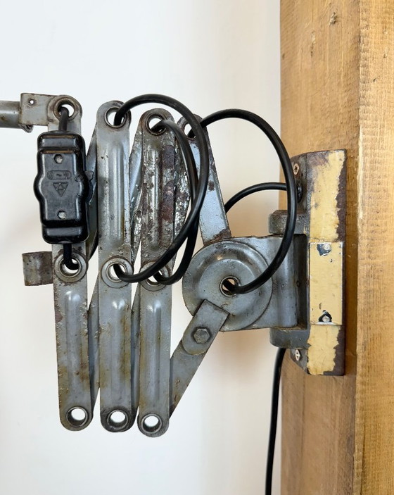Image 1 of Graue industrielle Scherenwandleuchte von Elektroinstala, 1960er Jahre
