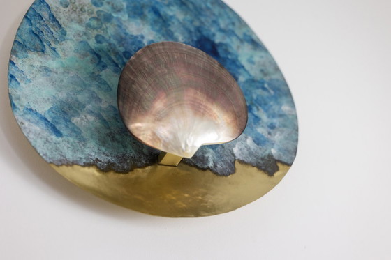 Image 1 of Coppia di applique da parete, modello "madreperla nera". Opera contemporanea.