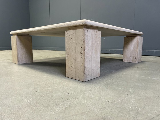 Image 1 of Square Italian travertine coffee table, 1970s 