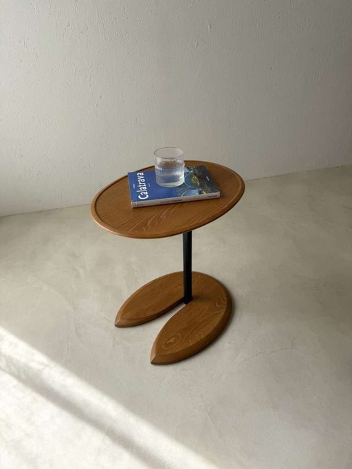 Vintage side table Ekornes Elipse, organic shape side table adjustable