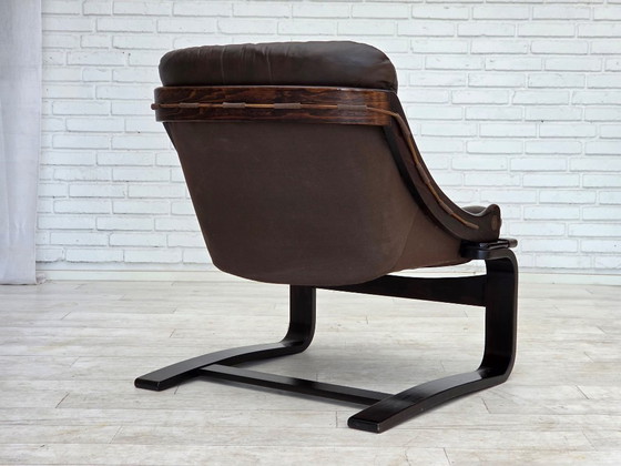 Image 1 of 1970s, Swedish design by Åke Fribytter, armchair, furniture leather.