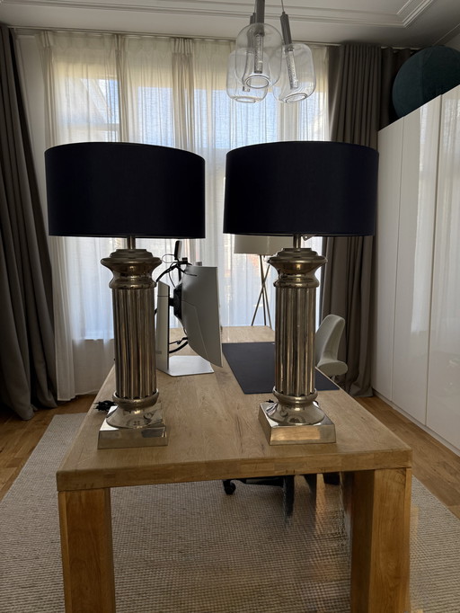 New Large Silver Table Lamps x 2