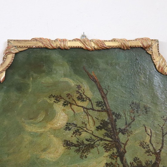 Image 1 of River landscape, oil painting on canvas, Italy 19th century