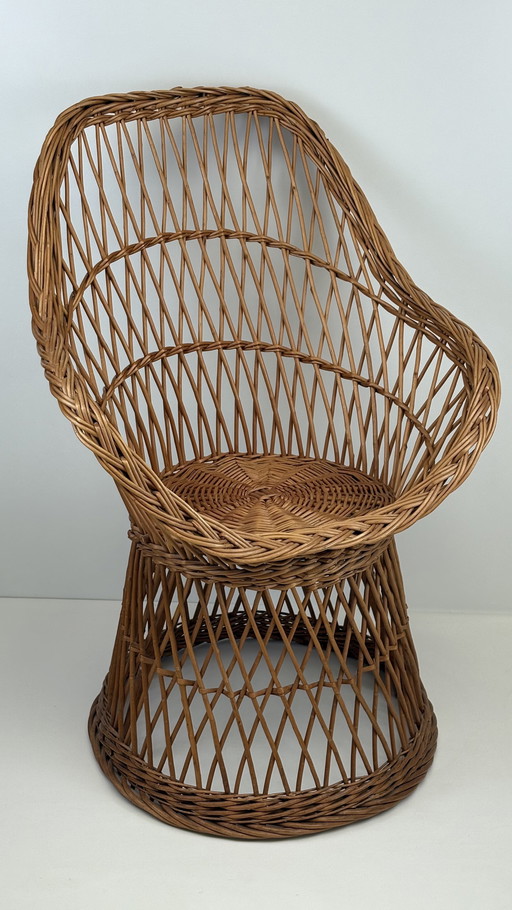 Vintage Rattan Woven Tub Chair Armchair