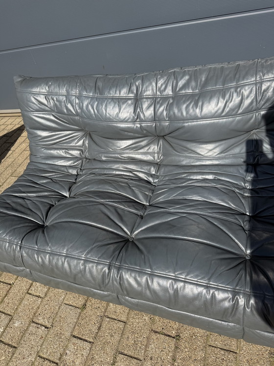 Image 1 of 100% Authentieke Ligne Roset Togo 3z Anthraciet Grijs Leder