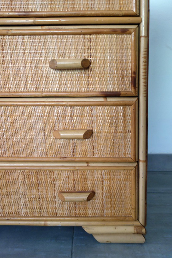 Cassettiera a 5 cassetti in vimini e bambù, anni '70/'80 – Cassettiere, Rattan, Wicker (photo 13 of 18)