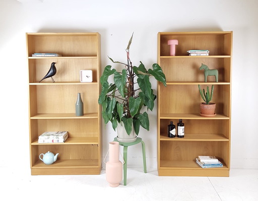 2 estanterías vintage de chapa de roble danés | librería