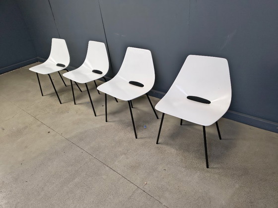 Image 1 of 4x Vintage Tonneau Chairs Design By Pierre Guariche, 1980s