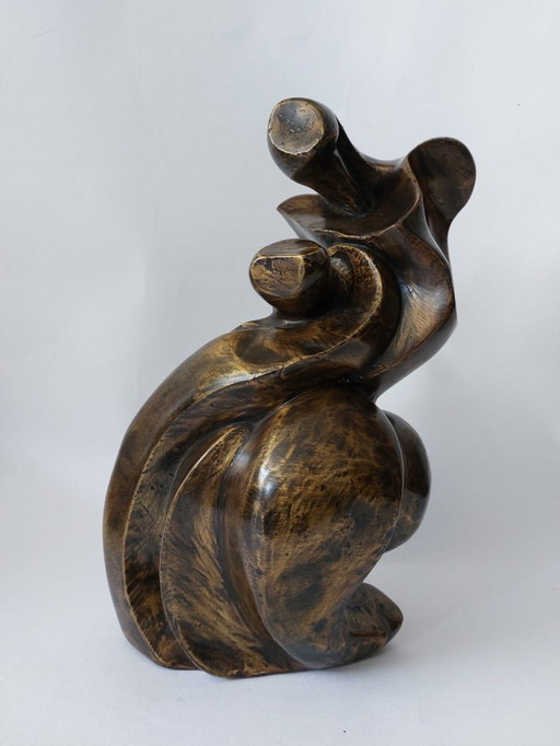 sculpture abstraite en bois
