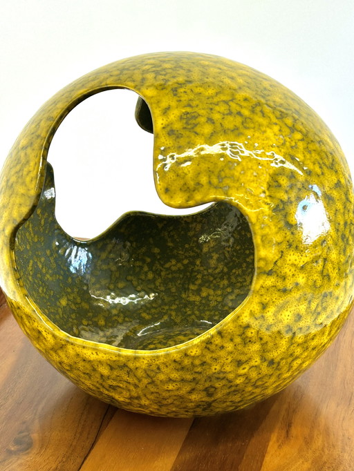 Yellow Porcelain Object Made of Capodimonte