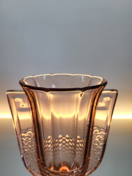 Image 1 of Jarrón Art déco Val Saint Lambert, serie Luxval modelo Romeo, color rosa, Bélgica