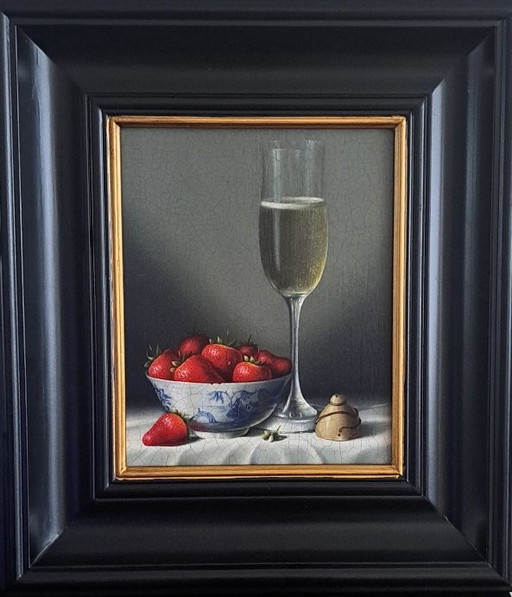 Still life with champagne and strawberries by Rob Ritchie
