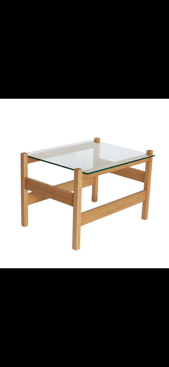 Hübsch Home Ledge Table d'appoint, Design scandinave, Tables d'appoint, Verre, Bois, Beige (photo 3 sur 5)