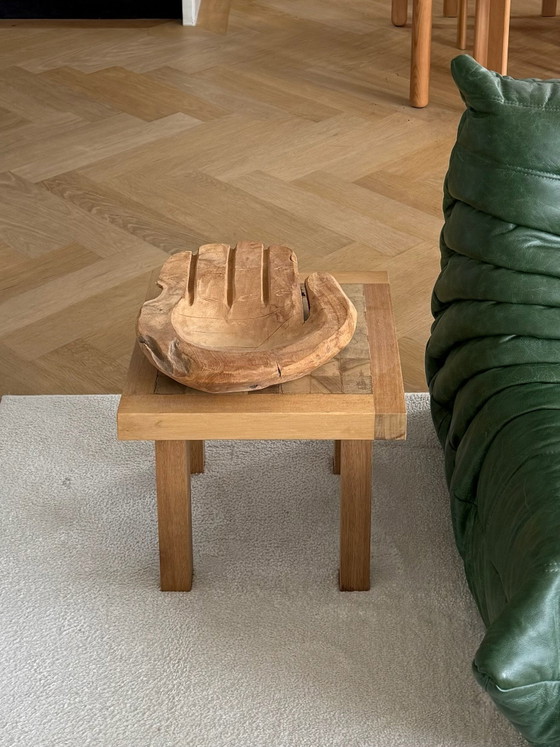Vintage wooden design side table with mosaic (photo 8 of 8)