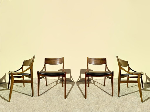 Suite mit vier Stühlen H Vestevig Eriksen, Møbelfabrik. Dänemark, 1960er Jahre