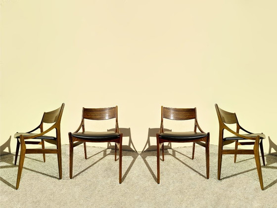 Image 1 of Suite mit vier Stühlen H Vestevig Eriksen, Møbelfabrik. Dänemark, 1960er Jahre