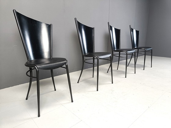 Image 1 of Post Modern Wooden Dining Chairs, 1980S - Set Of 4