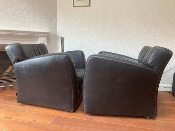 Image 1 of Beautiful black leather armchairs