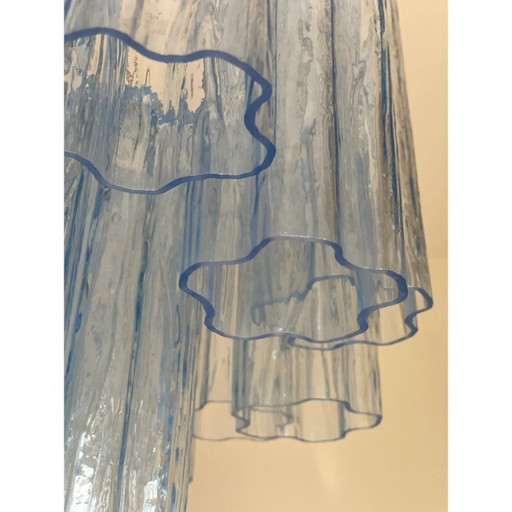 Lustre "Tronchi" en verre de Murano bleu de style Venini