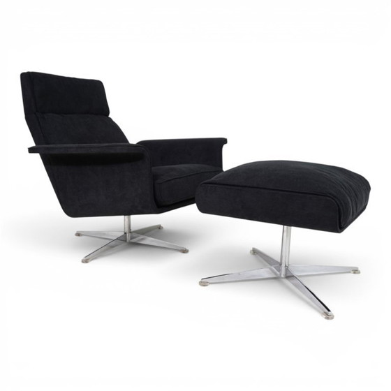 Image 1 of Sillón reclinable Kaufeld Siesta 62 con otomana, diseñado por Jacques Brule en 1960.