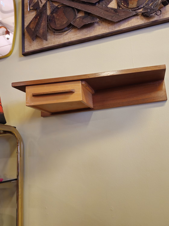 Image 1 of Mobiletto da parete vintage di metà secolo, mobiletto da corridoio, mensola a muro, portachiavi sospeso