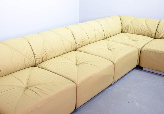 Image 1 of Sandy Leather Modular Walter Knoll Domaine Sofa Designed by Bernd Münzebrock, 7 Elements. Germany, 1970s.