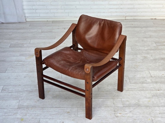 Image 1 of 1970s, Danish armchair model "Safari" by Skippers Furniture, furniture leather.
