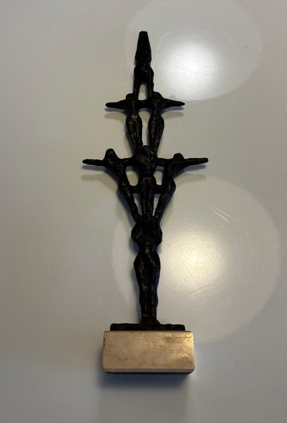 Image 1 of John Bier - sculpture, The Acrobats No. 6 - 38.5 cm - Bronze, Marble - 1987