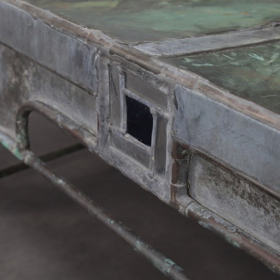 Image 1 of Panca scultorea in rame, zinco e vetro colorato di Cor de Ree, Paesi Bassi, 1999