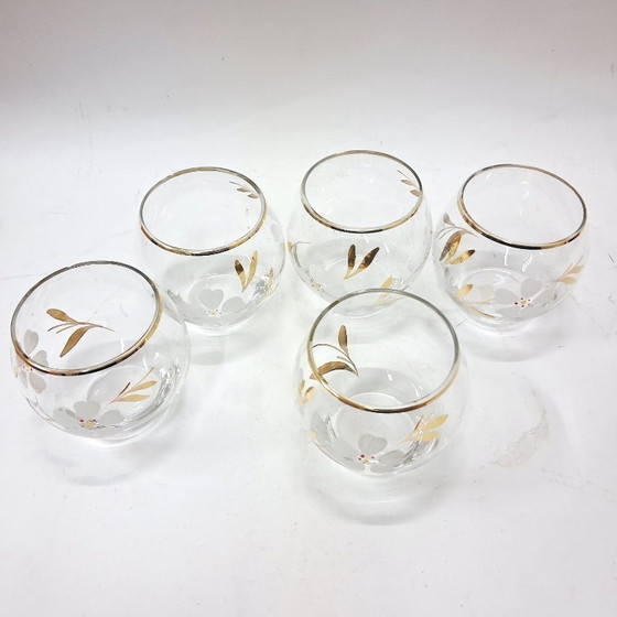 Image 1 of Verres Roly Poly vintage « Lucky Clover » style milieu du siècle (lot de 5)