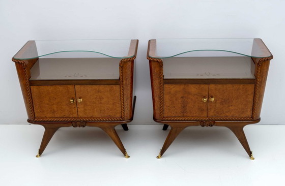 Image 1 of Coppia di comodini in radica italiana Art Déco, anni '30