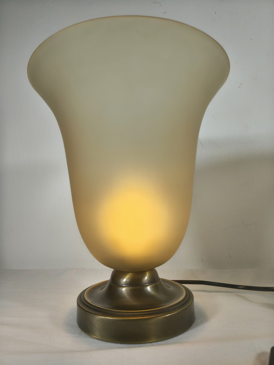 Image 1 of Vintage table lamps – Post Verlichting Staphorst – opal glass & brass