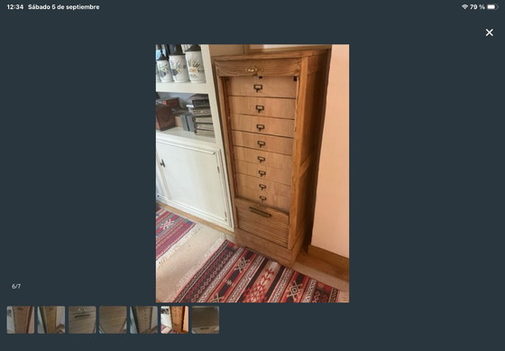 Antique Wooden Filing Cabinet – Metal (photo 6 of 7)