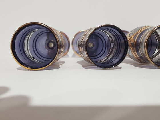 Vintage Italian Glasses, 1960s, Set of 4 – Glass & Decanter, Gold, Italian Design (photo 9 of 11)