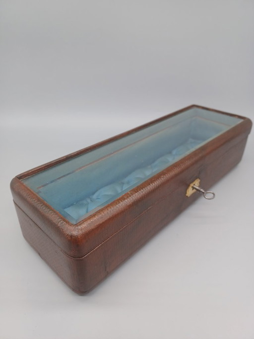 Boîte à Bijoux Ancienne de la Fin du XIXe, Napoléon III, en Cuir