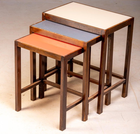 Image 1 of Art Deco Nesting Tables, Set of 3, Mid-20th Century, Czechoslovakia, 70 × 60.50 × 40 cm