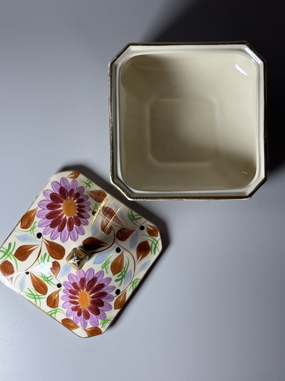 Image 1 of Boîte couverte Art Déco en céramique Boch Frères par Raymond Chevalier, Belgique, années 1930