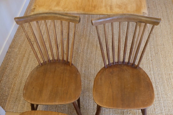 Image 1 of Ensemble de 4 chaises à fuseaux vintage Pastoe