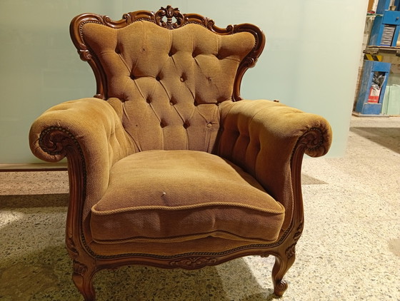 Vintage Fauteuil – Wood, Textile (photo 5 of 5)